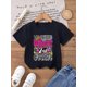 thumbnail image 1 of Fancy' Printed Crew Neck T-Shirt For Boys and Girls Back-To-School Season Short Sleeve T-Shirt Top For Toddlers, 1 of 6