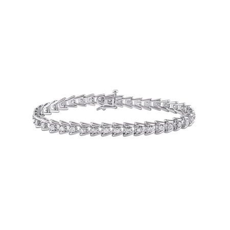 - Miabella 2 Carat T.W. Diamond Sterling Silver Tennis Bracelet, 7