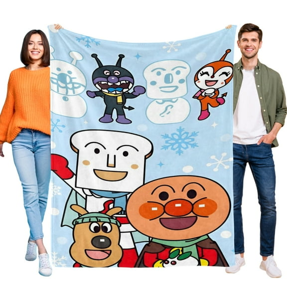 Anpanman Flannel Blanket 39*59 inch Soft And Comfortable With Clear Patterns And Easy Cleaning