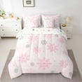 thumbnail image 3 of Manfei Princess Pink Cartoon Twin Bedding Sets 7-Piece for Girls, Dreamy Whiten Snowflake Bedding Comforter Set, Merry Christmas Reversible Sheet Sets, Super Cozy Room Decor, 3 of 8