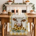 thumbnail image 2 of Table Runner 108 Inches Long for Kitchen Dining, Yak Sunflowers Dresser Scarf Farmhouse, Dining Table Decorations for Wedding/Parties, Yellow Floral Checkered Elegant Pastoral Rustic 13 x 108 In, 2 of 8