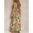 thumbnail image 3 of Women's Floral Print Surplice Spaghetti Strap Maxi Dress 100% Polyester Lightweight Flowing Summer Everyday Elegant, 3 of 9