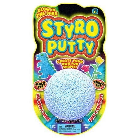 JA-RU - Styro World Glow in the Dark Styro Putty - 1 Count - Colors Will Vary