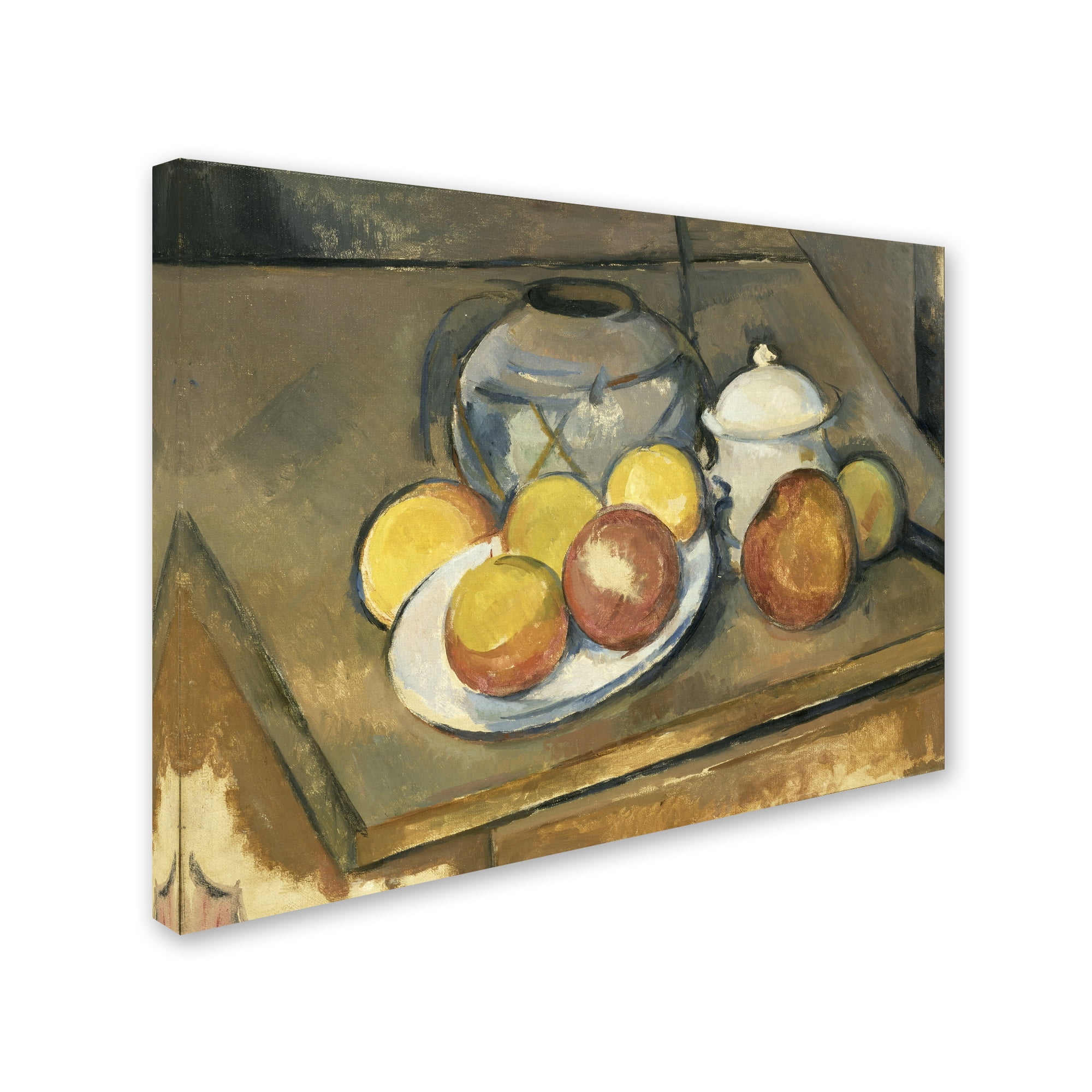 Cezanne 'Strawtrimmed Vase Sugar Bowl And Apples' Canvas Art
