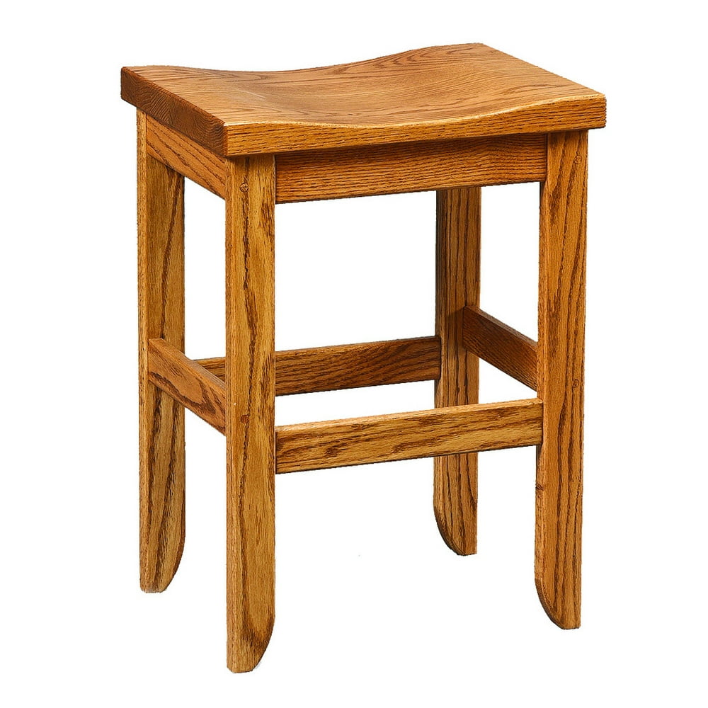 Furniture Barn USA™ Oak Saddle Top Stool Bar Height 31"