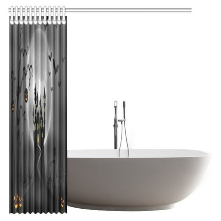 Pop Halloween Night Shower Curtain Zombie Walking Pumpkins