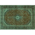 thumbnail image 1 of Ahgly Company Indoor Rectangle Medallion Turquoise Blue Traditional Area Rugs, 5' x 8', 1 of 4