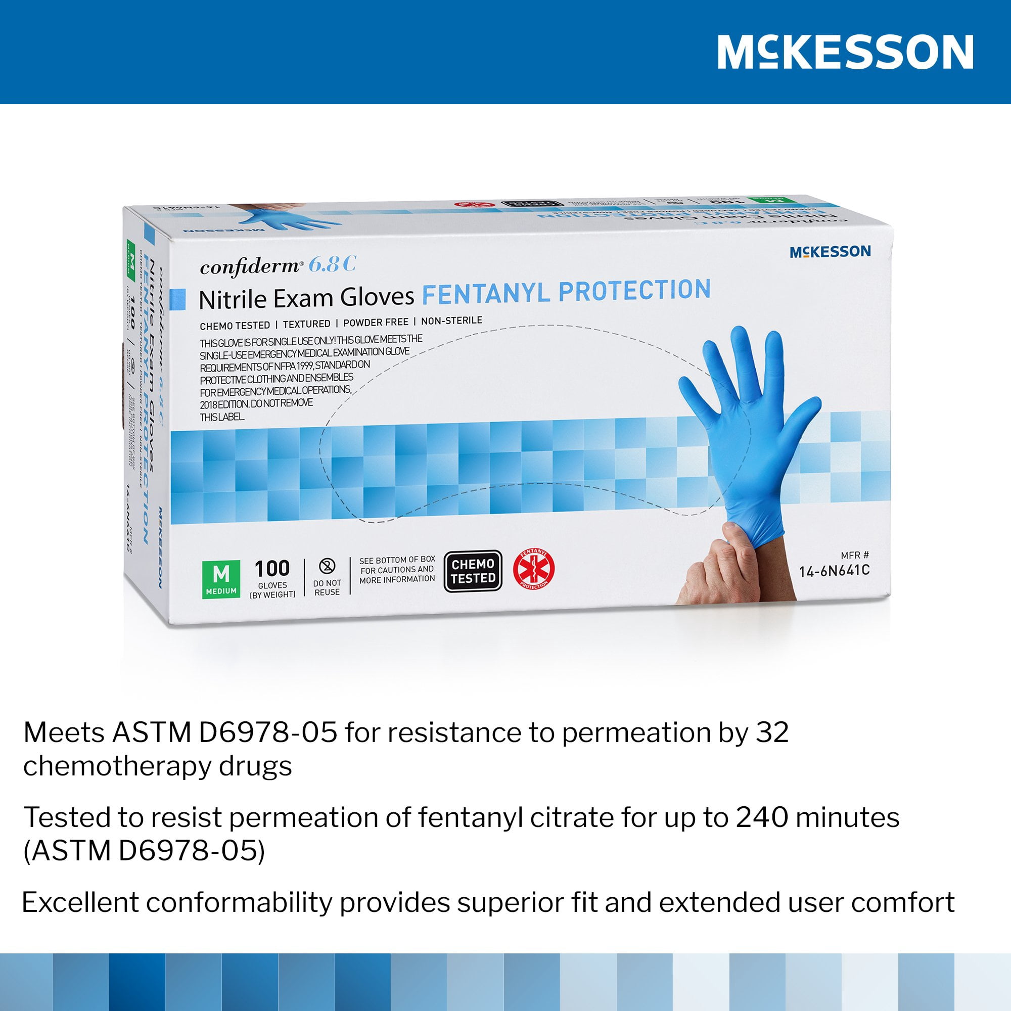 McKesson Confiderm 6.8C Nitrile Exam Glove Standard Cuff Length McKesson Confiderm 6.8C Nitrile Exam Glove Standard Cuff Length