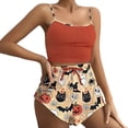 thumbnail image 2 of Miorin Under $6 Halloween Sleeveless Pajama Sets for Women Knit Camisole Crop Top & Drawstring Print Shorts Casual Home Wear, XL, 2 of 4