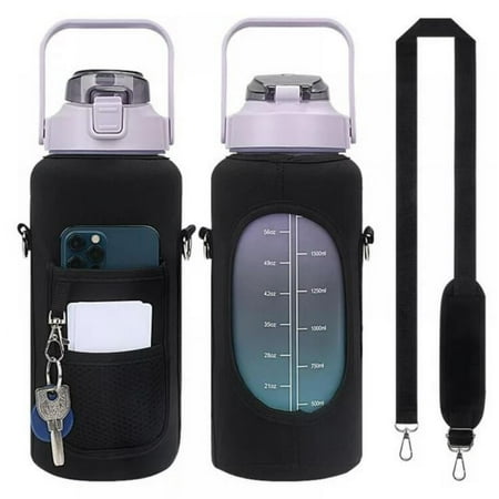 

Half Gallon Water Bottle Sleeve with Strap Portable Non-slip Bottle Cover Water Bottle Holder Bag for Women Men Workout Gym Sport Outdoor Workout (Water Bottle Excluded)