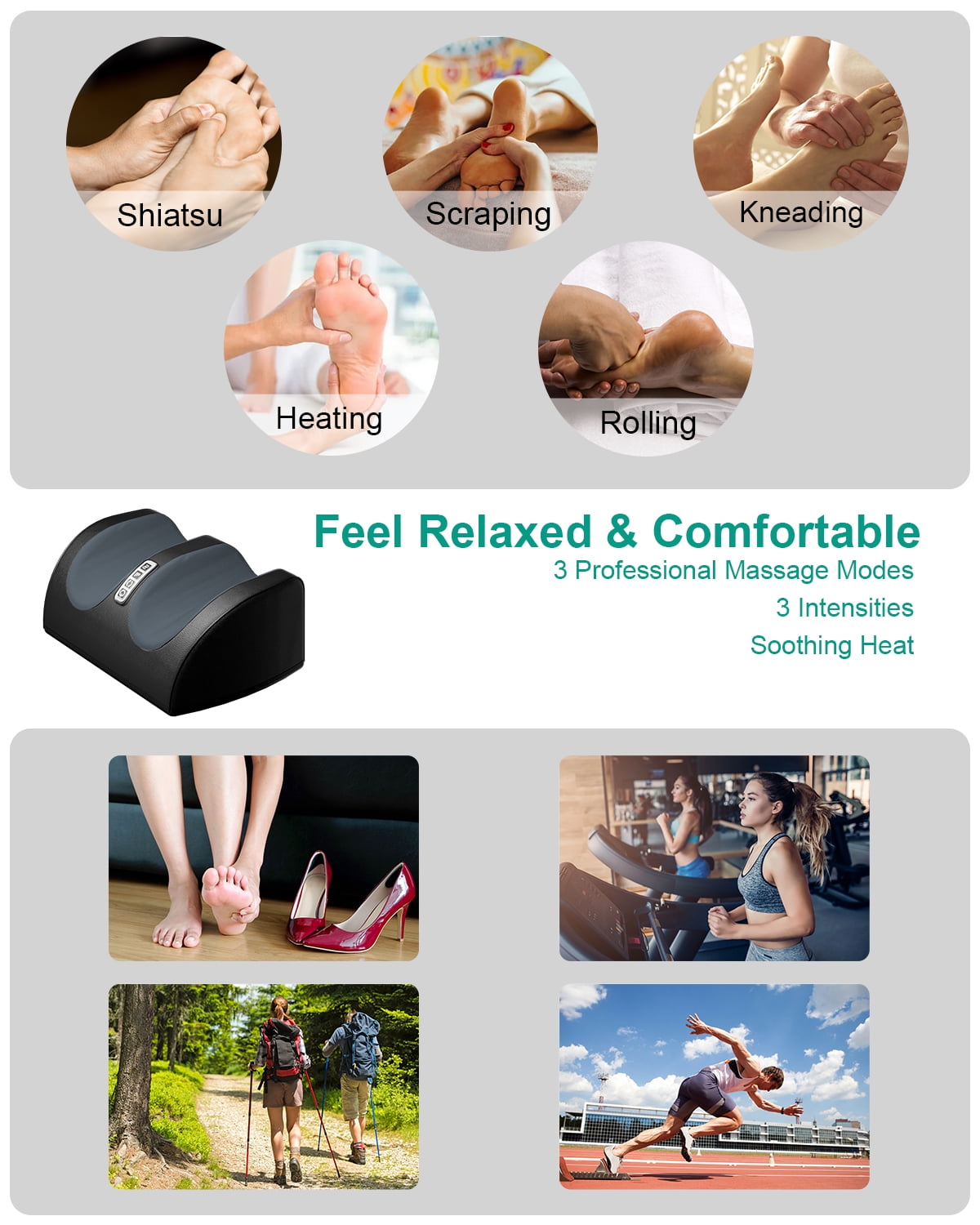 LAOBEN Shiatsu Foot Massager with Heat,  Deep Kneading Foot and Calf Massager , Gifts for Women & Men