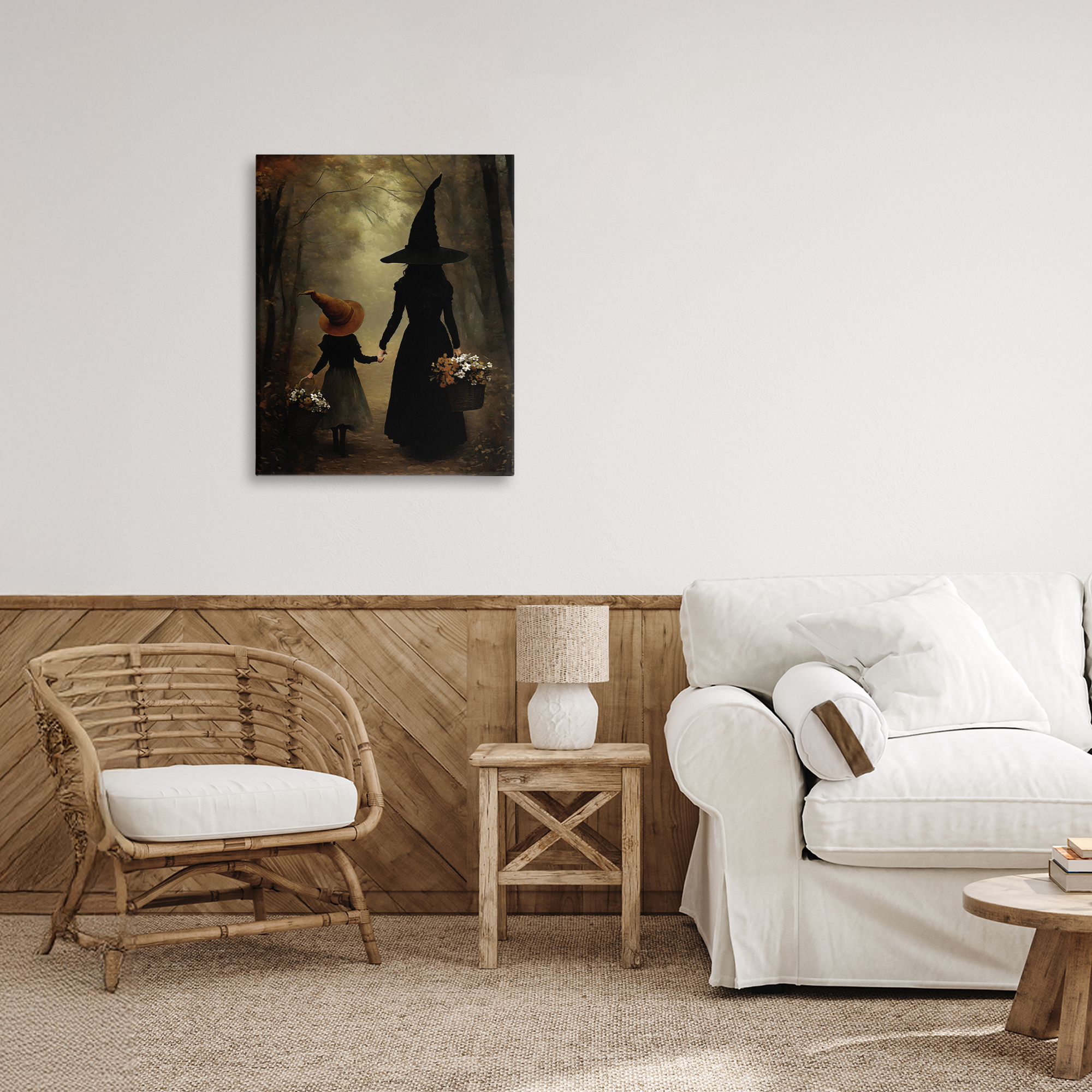 Witch & Daughter Mystical Forest Canvas Wall Art, design by Arlington Prints