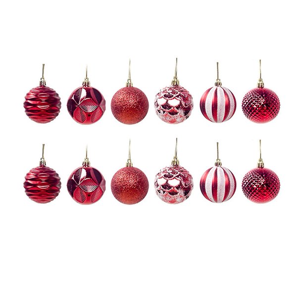 12 unids/caja bola de Navidad brillo amplia aplicación plástico árbol de Navidad bolas decorativas colgantes para fiesta