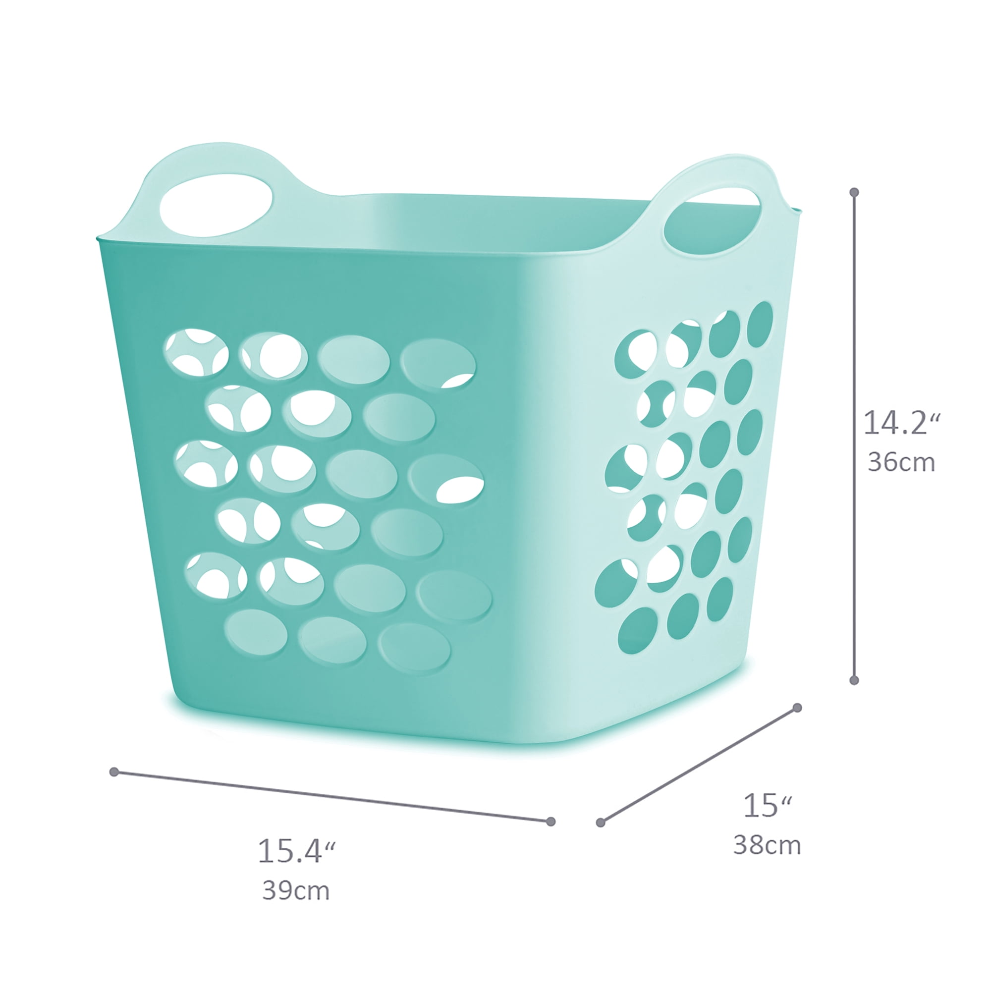 Mainstays Flexible Square Plastic Laundry Basket, 3 Pack, Turquoise