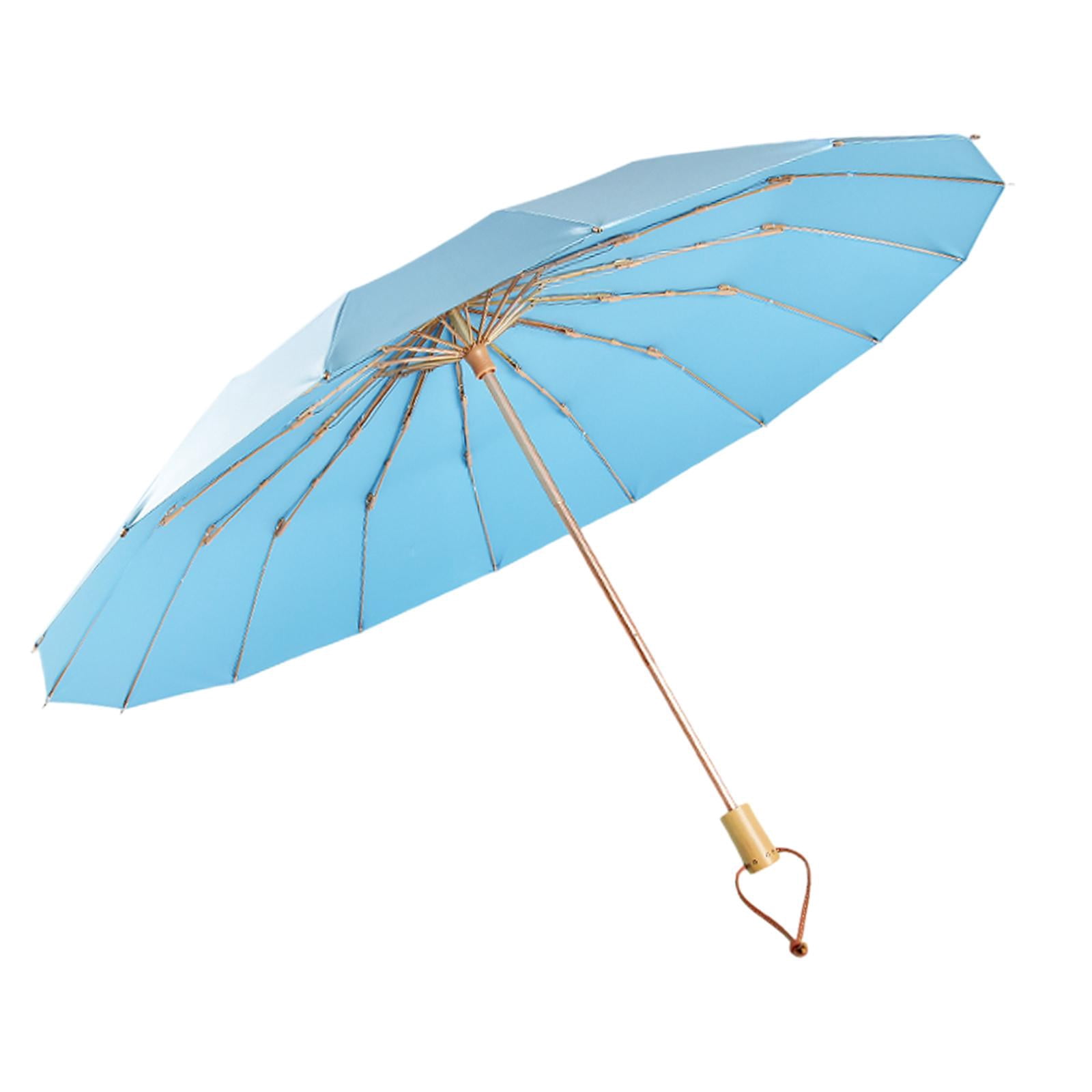 Folding Umbrella Mini Lightweight Sun Rain Umbrella for Hiking Camping Trips blue