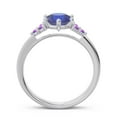 thumbnail image 4 of Diamond-Capitals 2.15 Carat Round Cut Blue Sapphire & Amethyst Gemstone Unique Wedding Ring for Women Solid 18K White Gold Size 10, 4 of 7