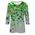thumbnail image 5 of Cavosen St Patricks Day 3/4 Sleeve Shirts for Women Crew Neck Green Shamrock Print Irish T-Shirts Holiday Pullover Blouse Casual Festival Tops Trendy Summer Vacation Tees XL, 5 of 5