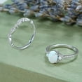 thumbnail image 2 of Divine_creation 2.20 Ct Oval Cut Fire Opal Womens Engagement Bridal Ring Set 14K White Gold Plated 925 Sterling Silver -7.5, 2 of 3