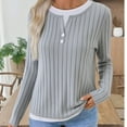 thumbnail image 4 of SDNall Ladies' Brushed Long-Sleeved T-Shirt with Round Neck and Button Details, 4 of 7