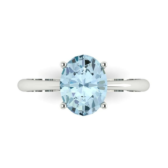 Solitaire Engagement Ring for Women - 2ct Natural Sky Blue Topaz in 14K White Gold Promise Ring