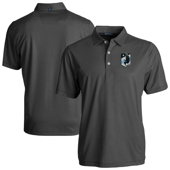 Men's-Cutter & Buck  Black Minnesota United FC Big & Tall Pike Eco Symmetry Print Stretch Recycled Polo