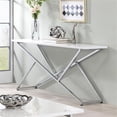 thumbnail image 2 of Furniture of America Mergo Wood Rectangular Console Table in Chrome and White, 2 of 5