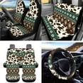 thumbnail image 3 of Garronmavis 15pcs Southwest Aztec Trendy Automobile Interior Sets Car Front Seat Cover Rear Bench Cover Steering Wheel Cover Seat Belt Cover Coasters Air Vent Phone Holder Trash Can, 3 of 7