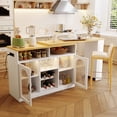 thumbnail image 3 of U-Style Kitchen Island - Extendable Tabletop, Wine Rack & LED Lighting, 3 of 8