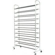 Whitmor 50-Pair 10-Tier Metal Closet Shoe Tower with Wheels Chrome