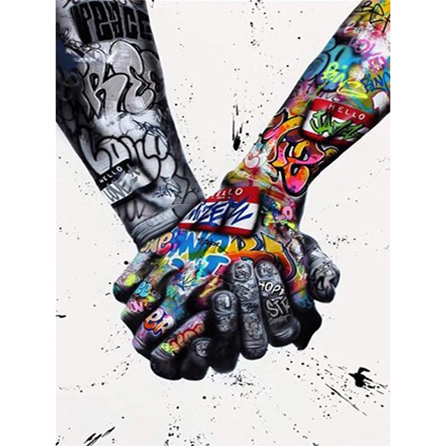 Cuadro de mosaico cuadrado con diamantes (DB6400), póster de manos con grafiti DIY, 50x70cm FLhrweasw Nuevo