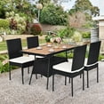 thumbnail image 1 of Gymax 5PCS Rattan Patio Dining Set Outdoor w/ Cushion Wooden Tabletop 4 Chairs, 1 of 10