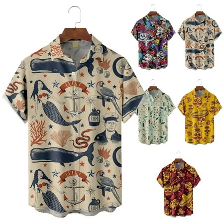 

Men s Button Up Shirts with Pocket Funky Bowling Shirts Regular & Big Man Sizes