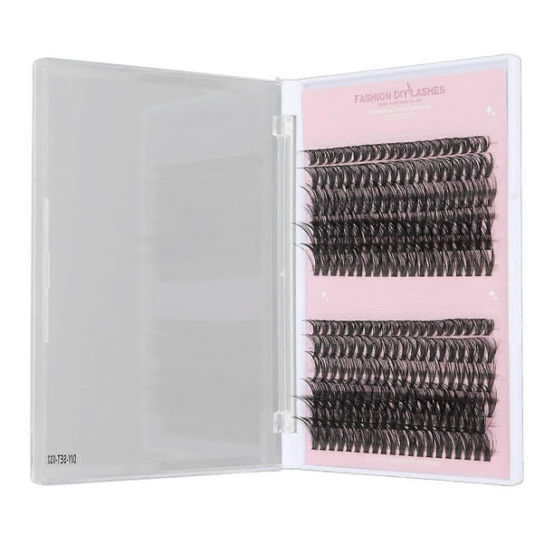 240 Pcs DIY Lash Extension Kit D Curl Cluster Lashes Individual Eyelash Extension with Lash Bond and Seal Lash Tweezers 10‑16mm Pink