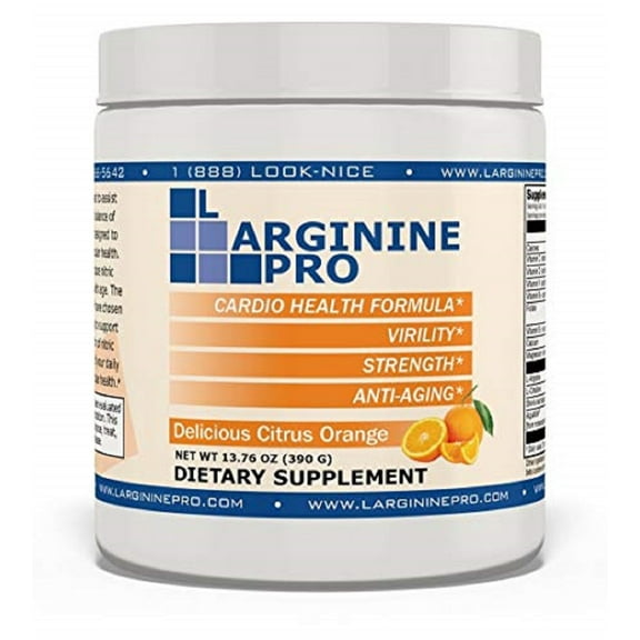 L-Arginine Pro Powder - 5500mg L-Arginine, 1100mg L-Citrulline Cardio Health (Citrus Orange, 1 Jar)