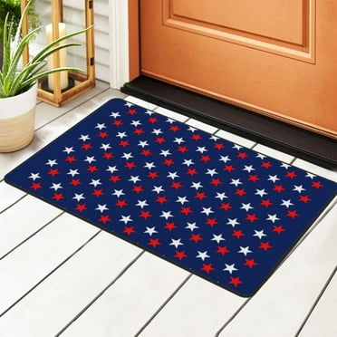 America Patriotic Red White Blue Stars Rugs Doormat, Non-Slip Machine Washable Carpets Floor Door Mat , 36" x 24"
