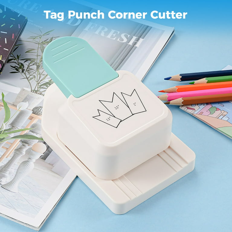 FINGERINSPIRE Paper Craft Tag Punch 1.5 2 2.5 Tag Shape Lever Action  Craft Puncher, 3 in 1 Gift Tag Paper Craft Punch Small Hole Punch for Paper