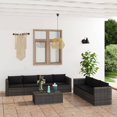thumbnail image 1 of vidaXL 8 Piece Garden Lounge Set with Cushions Poly Rattan Grey, 1 of 12