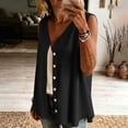 thumbnail image 4 of Stamzod Womens Tank Tops Summer V Neck Cotton Linen Button Down Shirts Casual Embroidered Sleeveless Shacket Black C S, 4 of 6