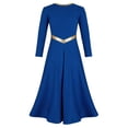 thumbnail image 4 of Hansber Kids Girls Lyrical Praise Dance Dress Metallic Color Block Liturgical Worship Full Length Church Robe Royal Blue 10, 4 of 5