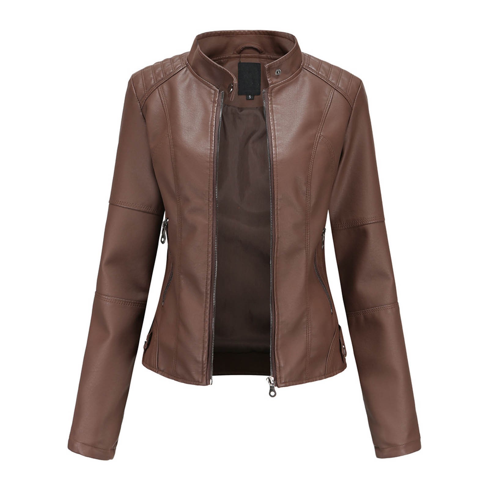 Women's Faux Leather Jackets,Women's Leather Jackets Fashion Faux Motorcycle Plus Size Moto Biker Coats,Leather Jackets for Women 2023 - image 2 of 4