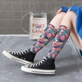 thumbnail image 5 of Naloa Skull flower leaf Plaid Thigh High Socks Extra Long Stretchy Sock Women Over Knee High Opaque Stocking Daily Wear, 5 of 6