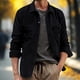 thumbnail image 1 of pstuiky camisas de manga larga para hombre, Camisa de manga larga con solapa y botones de bolsillo de color sólido informal de pana vintage para hombre. Tops casuales para hombres xl, 1 of 3