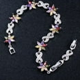 thumbnail image 4 of Amethyst Purple Cubic Zirconia Flower Charm Bangle Bracelets for Women Lady, 4 of 9