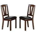 thumbnail image 3 of Set of 2 Dark Walnut Wood Dining Chairs with V-Shape Back & Faux Leather Cushions | Contemporary Modern Kitchen & Breakfast Room Furniture | 18"x21"x39"H, 3 of 7