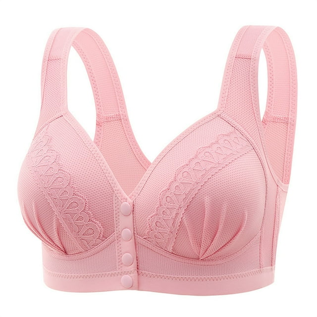 ManxiVoo Front Closure Wireless Bra for Women Full Coverage Comfortable Support Minimizer Bralette Non Padded Everyday Wear XXXL Size Pink