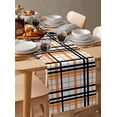 thumbnail image 6 of Orange Black Grey Plaid Burlap-Cotton Table Runner 60 Inches Long,Simple Check Stripes Lines Country Farmhouse Table Runners,Outdoor Dining Tablecloths Decor for Baby Shower Party Wedding 13x60, 6 of 9