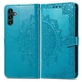 thumbnail image 2 of SaniMore for Samsung Galaxy A14 5G 6.6" 2023 Wallet Case with Embossed Mandala PU Leather Flip Protection Wrist Strap Credit Card Holder Pocket Kickstand Shockproof Case for Galaxy A14 5G, Blue, 2 of 6