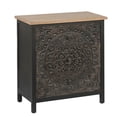 thumbnail image 4 of LuxenHome Black and Gold Wood Carved Floral Three-Drawer Chest, 4 of 14