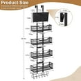 thumbnail image 3 of Superior Hub Adjustable Over The Door Organizer, Metal Hanging Door Storage with 4 Metal Baskets and PVC Pocket, Closet Door Organizer for Bathroom Bedroom Cabinet, Black, 3 of 7