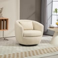 thumbnail image 1 of Fauteuil Tonneau Pivotant à 360° avec Rangement Fauteuil Pivotant Moderne en Cuir Bouclé Rond pour Salon (Beige), 1 of 8